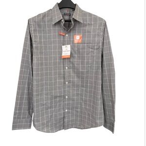 Van Heusen Traveler Men Gray Long Sleeve Button Shirt Non Iron Stain Shield NWT
